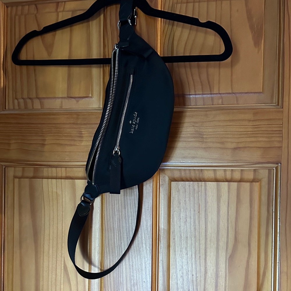 Kate Spade Black Belt Bag with Silver Zipper